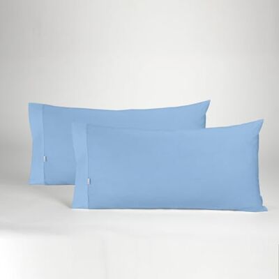 ESTELIA Pack de Dos Fundas de Almohada Color Azul Claro 45x90 cm (1 Boca) 50% algodón / 50% poliéster 144 Hilos Suave, Resistente y Duradera ESTELIA Pack de Dos Fundas de Almohada Color Azul Claro 45x90 cm (1 Boca) 50% algodón / 50% poliéster 144 Hilos Suave, Resistente y Duradera