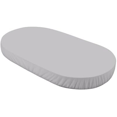 waldin Sábana Bajera, Cuna Ovalada 7 en 1, Jersey Algodón Grande 124l x 73an cm, Color Gris, Certificado Oeko Tex, Antideslizante, Lavable a 40 °C waldin Sábana Bajera, Cuna Ovalada 7 en 1, Jersey Algodón Grande 124l x 73an cm, Color Gris, Certificado Oeko Tex, Antideslizante, Lavable a 40 °C