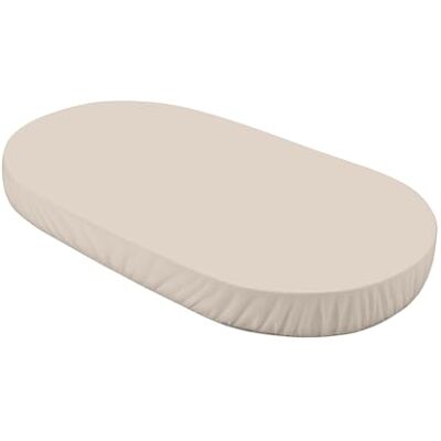 waldin Sábana Bajera, Cuna Ovalada 7 en 1, Jersey Algodón Grande 124l x 73an cm, Color Beige, Certificado Oeko Tex, Antideslizante, Lavable a 40 °C waldin Sábana Bajera, Cuna Ovalada 7 en 1, Jersey Algodón Grande 124l x 73an cm, Color Beige, Certificado Oeko Tex, Antideslizante, Lavable a 40 °C