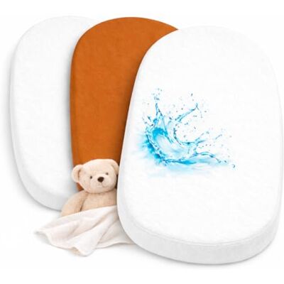 Lovely Hippo Sábana Bajera Cododo 60 x 80 cm (Juego de 2) Compatible con IORA + Protector de Colchón Impermeable Set de Sábanas Oeko-TEX (Blanco/Camel) Lovely Hippo Sábana Bajera Cododo 60 x 80 cm (Juego de 2) Compatible con IORA + Protector de Colchón Impermeable Set de Sábanas Oeko-TEX (Blanco/Camel)