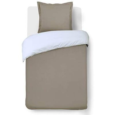 Vision Juego de Cama Reversible 100% Algodón – Beige Blanco – Cama Individual (140x200 cm) – Incluye Funda Nórdica y Almohada (65x65 cm) – 57 Hilos, Suave y Confortable, Certificado Oeko-Tex Vision Juego de Cama Reversible 100% Algodón – Beige Blanco – Cama Individual (140x200 cm) – Incluye Funda Nórdica y Almohada (65x65 cm) – 57 Hilos, Suave y Confortable, Certificado Oeko-Tex