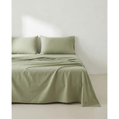 GAMUSI Juego de sábanas Cama 105 x 190/200, 100% Algodón, 3 Piezas, Transpirable, Suaves, Color Verde GAMUSI Juego de sábanas Cama 105 x 190/200, 100% Algodón, 3 Piezas, Transpirable, Suaves, Color Verde