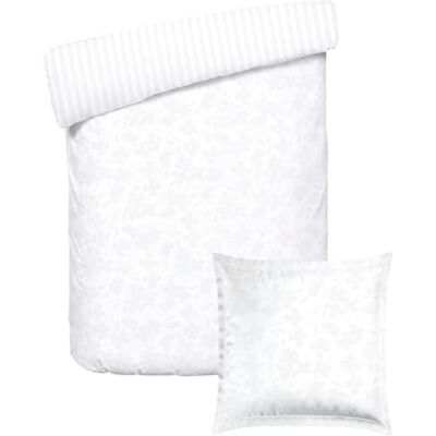Pure Juego de Funda nórdica de 135 x 200 cm y 1 Funda de Almohada de 80 x 80 cm, 100% satén de algodón Tejido Jacquard, 120 Hilos/cm², Oeko-Tex – Verbena Claro – Blanco Pure Juego de Funda nórdica de 135 x 200 cm y 1 Funda de Almohada de 80 x 80 cm, 100% satén de algodón Tejido Jacquard, 120 Hilos/cm², Oeko-Tex – Verbena Claro – Blanco
