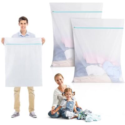 OTraki 2 bolsas de lavado de malla fina de 60 x 80 cm, reutilizables, de poliéster, con cremallera, resistentes a desgarros, robustas, para mantas de forro polar, ropa de cama, cortinas y mantas OTraki 2 bolsas de lavado de malla fina de 60 x 80 cm, reutilizables, de poliéster, con cremallera, resistentes a desgarros, robustas, para mantas de forro polar, ropa de cama, cortinas y mantas