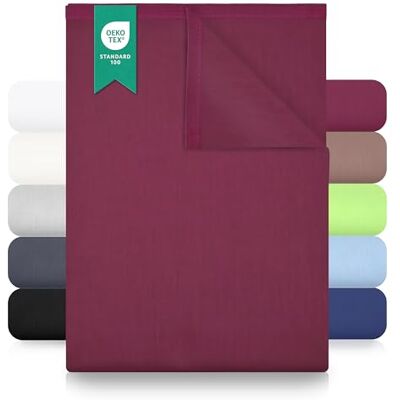 GREEN MARK Textilien sábana Plana 100% algodón – Sábana clásica sin elástico, Suave para la Piel, fácil de cuidar, Lavable a Alta Temperatura – Rojo Burdeos – 240x275 cm GREEN MARK Textilien sábana Plana 100% algodón – Sábana clásica sin elástico, Suave para la Piel, fácil de cuidar, Lavable a Alta Temperatura – Rojo Burdeos – 240x275 cm