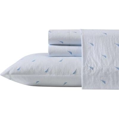 Nautica Sábanas Individuales, Juego de Ropa de Cama de percal de algodón, decoración Casual para el hogar (Rayas de Barco, Azul pálido, Individual) Nautica Sábanas Individuales, Juego de Ropa de Cama de percal de algodón, decoración Casual para el hogar (Rayas de Barco, Azul pálido, Individual)