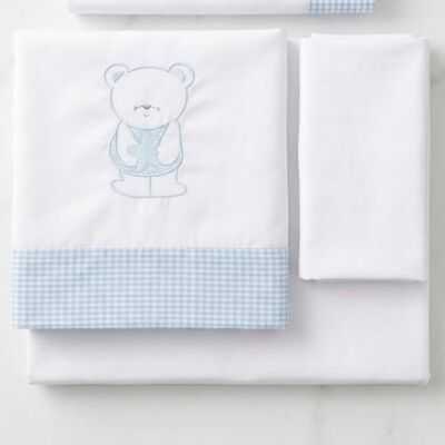 Babyline Sábana Bebé Algodón Orgánico + Bajera Ajustable + Almohada. Bordada. 100% Algodón, Hipoalergénica, Suave, Hilatura Premium. (Teddy Celeste, Minicuna) Babyline Sábana Bebé Algodón Orgánico + Bajera Ajustable + Almohada. Bordada. 100% Algodón, Hipoalergénica, Suave, Hilatura Premium. (Teddy Celeste, Minicuna)