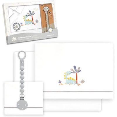 Interbaby Juego Sabanas Cuna Bebe 60x120 Algodon 100% + Chupetero Silicona Blanco/Gris Sabanas Cuna Incluye Sabana Bajera, Encimera y Funda de Almohada Primavera, Verano Dinosaurio Palmera Interbaby Juego Sabanas Cuna Bebe 60x120 Algodon 100% + Chupetero Silicona Blanco/Gris Sabanas Cuna Incluye Sabana Bajera, Encimera y Funda de Almohada Primavera, Verano Dinosaurio Palmera