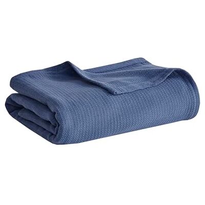 Madison Park Freshspun Manta de algodón de Lujo, Color Azul Marino, 66 x 90 Pulgadas, tamaño Individual, Tejido de Canasta, Suave, acogedora, 100% algodón para Cama, sofá o sofá Madison Park Freshspun Manta de algodón de Lujo, Color Azul Marino, 66 x 90 Pulgadas, tamaño Individual, Tejido de Canasta, Suave, acogedora, 100% algodón para Cama, sofá o sofá