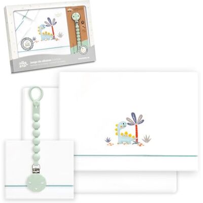 Interbaby Juego Sabanas Cuna Bebe 60x120 Algodon 100% + Chupetero Silicona Blanco/Verde Sabanas Cuna Incluye Sabana Bajera, Encimera y Funda de Almohada Primavera, Verano Dinosaurio Palmera Interbaby Juego Sabanas Cuna Bebe 60x120 Algodon 100% + Chupetero Silicona Blanco/Verde Sabanas Cuna Incluye Sabana Bajera, Encimera y Funda de Almohada Primavera, Verano Dinosaurio Palmera