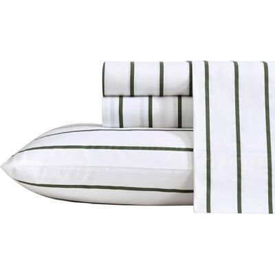 Nautica Sábanas tamaño Individual, Juego de Ropa de Cama de percal de algodón, Juego de Ropa de Cama a Rayas, Certificado Oeko-Tex (Brenton Stripe Ivory, Individual) Nautica Sábanas tamaño Individual, Juego de Ropa de Cama de percal de algodón, Juego de Ropa de Cama a Rayas, Certificado Oeko-Tex (Brenton Stripe Ivory, Individual)
