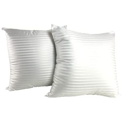 Abeil Juego de 2 Almohadas Harmonie satén de poliéster Dobby Jacquard Blanco 60 x 60 cm, Fabricadas en Francia Abeil Juego de 2 Almohadas Harmonie satén de poliéster Dobby Jacquard Blanco 60 x 60 cm, Fabricadas en Francia
