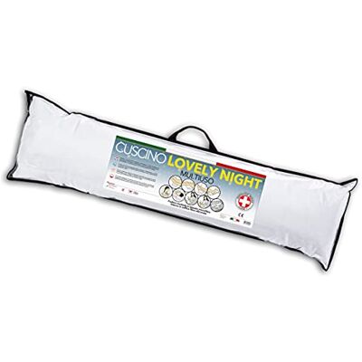 V.I.P. Very Important Pillow Cojín de Noche Lovely con Dispositivo médico, Relleno 100% Copos de poliéster, 30 x 105 cm, Blanco, Fabricado en Italia V.I.P. Very Important Pillow Cojín de Noche Lovely con Dispositivo médico, Relleno 100% Copos de poliéster, 30 x 105 cm, Blanco, Fabricado en Italia
