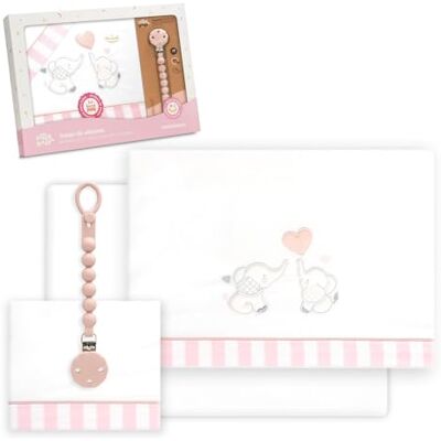 Interbaby Juego Sabanas Cuna Bebe 60x120 Algodon 100% + Chupetero Silicona Blanco/Rosa Sabanas Cuna Incluye Sabana Bajera, Encimera y Funda de Almohada Primavera, Verano Parejita Elefante Interbaby Juego Sabanas Cuna Bebe 60x120 Algodon 100% + Chupetero Silicona Blanco/Rosa Sabanas Cuna Incluye Sabana Bajera, Encimera y Funda de Almohada Primavera, Verano Parejita Elefante