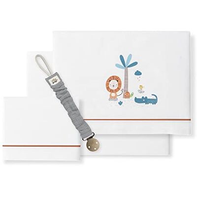 Interbaby Sábanas cuna León Palmera blanco naranja Interbaby Sábanas cuna León Palmera blanco naranja