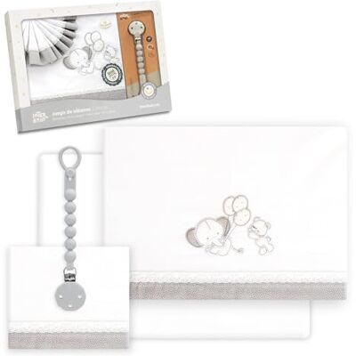 Interbaby Juego Sabanas Cuna Bebe 60x120 Algodon 100% + Chupetero Silicona Blanco/Azul Sabanas Cuna Bajera, Encimera y Funda de Almohada Primavera, Verano Pasacinta Oso Elefante Globos Interbaby Juego Sabanas Cuna Bebe 60x120 Algodon 100% + Chupetero Silicona Blanco/Azul Sabanas Cuna Bajera, Encimera y Funda de Almohada Primavera, Verano Pasacinta Oso Elefante Globos