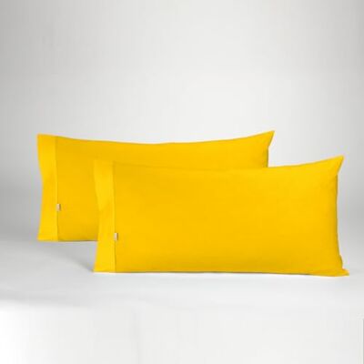 ESTELIA Pack de Dos Fundas de Almohada Color Mostaza 45x80 cm (1 Boca) 50% algodón / 50% poliéster 144 Hilos Suave, Resistente y Duradera ESTELIA Pack de Dos Fundas de Almohada Color Mostaza 45x80 cm (1 Boca) 50% algodón / 50% poliéster 144 Hilos Suave, Resistente y Duradera