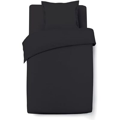 Vision Juego de Cama Reversible 100% Algodón – Negro Liso – Cama Individual (140x200 cm) – Incluye Funda Nórdica y Almohada (65x65 cm) – 57 Hilos, Suave y Confortable, Certificado Oeko-Tex Vision Juego de Cama Reversible 100% Algodón – Negro Liso – Cama Individual (140x200 cm) – Incluye Funda Nórdica y Almohada (65x65 cm) – 57 Hilos, Suave y Confortable, Certificado Oeko-Tex