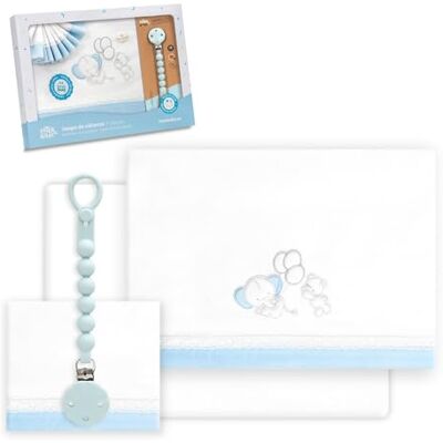 Interbaby Juego Sabanas Cuna Bebe 60x120 Algodon 100% + Chupetero Silicona Blanco/Azul Sabanas Cuna Bajera, Encimera y Funda de Almohada Primavera, Verano Pasacinta Oso Elefante Globos Interbaby Juego Sabanas Cuna Bebe 60x120 Algodon 100% + Chupetero Silicona Blanco/Azul Sabanas Cuna Bajera, Encimera y Funda de Almohada Primavera, Verano Pasacinta Oso Elefante Globos