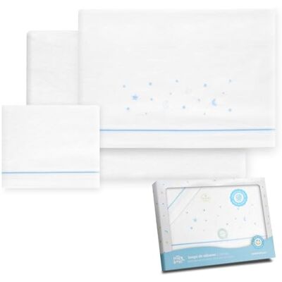 Interbaby Juego Sabanas Carrito Bebe 40x80 Algodón 100% Sabana Cuna Franela, Cálida Incluye Sabana Bajera, Encimera y Funda de Almohada Ideal para Invierno Estrellas Luna Blanco/Azul Interbaby Juego Sabanas Carrito Bebe 40x80 Algodón 100% Sabana Cuna Franela, Cálida Incluye Sabana Bajera, Encimera y Funda de Almohada Ideal para Invierno Estrellas Luna Blanco/Azul