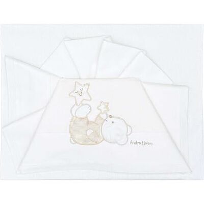 ANDY & HELEN Juego Completo de sábanas para Cuna/capazo Bordado + Bajera con elásticos y Funda de Almohada, Color Crema ANDY & HELEN Juego Completo de sábanas para Cuna/capazo Bordado + Bajera con elásticos y Funda de Almohada, Color Crema
