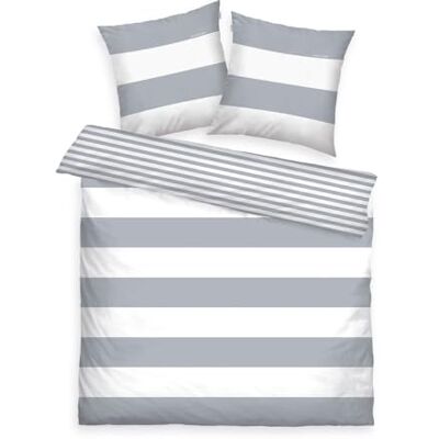 TOM TAILOR Ropa de Cama Renforcé 2 x 80 x 80 cm + 200 x 220 cm, 100% algodón/renforcé, con diseño Reversible y Cremallera de Marca, Siena Blanco, Gris TOM TAILOR Ropa de Cama Renforcé 2 x 80 x 80 cm + 200 x 220 cm, 100% algodón/renforcé, con diseño Reversible y Cremallera de Marca, Siena Blanco, Gris