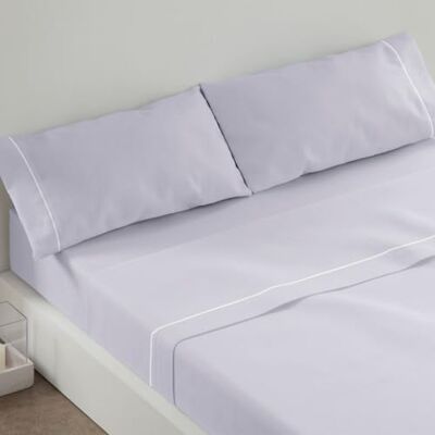 Juego de Sábanas Liso Gris Burrito Blanco para Cama de 105 cm Juego de Sábanas Liso Gris Burrito Blanco para Cama de 105 cm