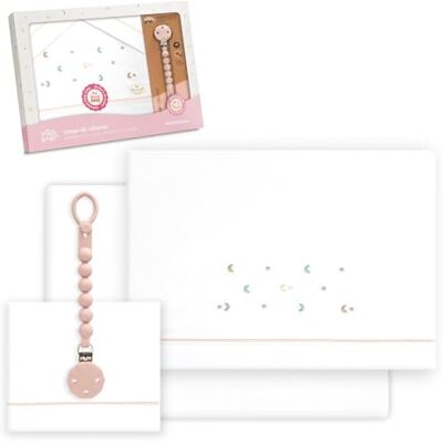 Interbaby Juego Sabanas Cuna Bebe 60x120 Algodon 100% + Chupetero Silicona Blanco/Rosa Sabanas Cuna Sabana Bajera, Encimera y Funda de Almohada Primavera, Verano Estrella Luna Multicolor Interbaby Juego Sabanas Cuna Bebe 60x120 Algodon 100% + Chupetero Silicona Blanco/Rosa Sabanas Cuna Sabana Bajera, Encimera y Funda de Almohada Primavera, Verano Estrella Luna Multicolor