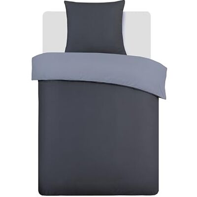 Vision Juego de Cama Reversible 100% Algodón – Gris Antracita – Cama Individual (135x200 cm) – Incluye Funda Nórdica y Almohada (80x80 cm) – 57 Hilos, Suave y Confortable, Certificado Oeko-Tex Vision Juego de Cama Reversible 100% Algodón – Gris Antracita – Cama Individual (135x200 cm) – Incluye Funda Nórdica y Almohada (80x80 cm) – 57 Hilos, Suave y Confortable, Certificado Oeko-Tex