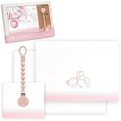 Interbaby Juego Sabanas Cuna Bebe 60x120 Algodon 100% + Chupetero Silicona Blanco/Rosa Sabanas Cuna Bajera, Encimera y Funda de Almohada Primavera, Verano Pasacinta Oso Elefante Globos Interbaby Juego Sabanas Cuna Bebe 60x120 Algodon 100% + Chupetero Silicona Blanco/Rosa Sabanas Cuna Bajera, Encimera y Funda de Almohada Primavera, Verano Pasacinta Oso Elefante Globos