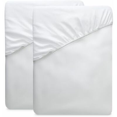 DUÉRMETE ONLINE Pack 2 Unidades Funda Protector Ajustable para Colchón, Impermeable y Transpirable, Tacto Suave, Tejido Algodón Natural, Antiácaros y Antibacterias, Blanco, 90 x 190 DUÉRMETE ONLINE Pack 2 Unidades Funda Protector Ajustable para Colchón, Impermeable y Transpirable, Tacto Suave, Tejido Algodón Natural, Antiácaros y Antibacterias, Blanco, 90 x 190