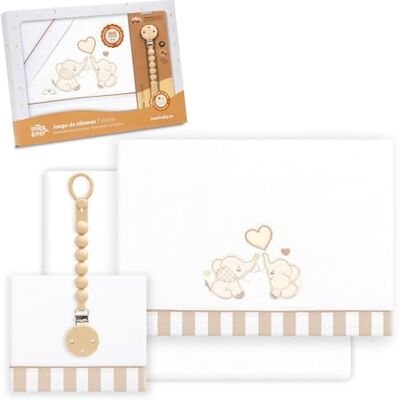 Interbaby Juego Sabanas Cuna Bebe 60x120 Algodon 100% + Chupetero Silicona Blanco/Beig Sabanas Cuna Incluye Sabana Bajera, Encimera y Funda de Almohada Primavera, Verano Parejita Elefante Interbaby Juego Sabanas Cuna Bebe 60x120 Algodon 100% + Chupetero Silicona Blanco/Beig Sabanas Cuna Incluye Sabana Bajera, Encimera y Funda de Almohada Primavera, Verano Parejita Elefante