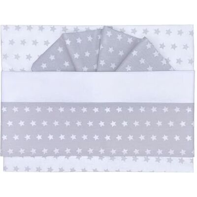 ANDY & HELEN Juego de 3 piezas Maxi cuna. Encimera + Bajera con elásticos para cuna de lado cama + funda de almohada todo en fantasía estrellas, gris ANDY & HELEN Juego de 3 piezas Maxi cuna. Encimera + Bajera con elásticos para cuna de lado cama + funda de almohada todo en fantasía estrellas, gris
