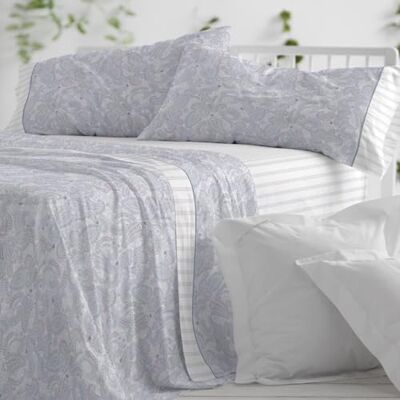 Blanco Juego de sábanas Algodón Cama de 105cm. (+Medidas Disponibles) Diseño 636 Color Azul (105x190/200cm.) Blanco Juego de sábanas Algodón Cama de 105cm. (+Medidas Disponibles) Diseño 636 Color Azul (105x190/200cm.)