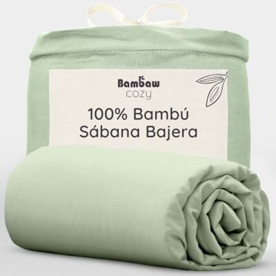 Bambaw Sabana Bajera Bambu Cama 150 cm, Bolsillo de 35cm, Sabanas de Bambu 150x200 cm, Sabanas Verano Suaves Antiacaros, Sábana Bajera Hipoalergenico y Sostenible, Certificado Oeko-Tex (Verde Salvia) Bambaw Sabana Bajera Bambu Cama 150 cm, Bolsillo de 35cm, Sabanas de Bambu 150x200 cm, Sabanas Verano Suaves Antiacaros, Sábana Bajera Hipoalergenico y Sostenible, Certificado Oeko-Tex (Verde Salvia)