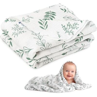 Medi Partners Manta de Muselina para Bebe 100x150cm Mantas Recien Nacido Mantita Bebes 100% Algodon Blanket Verano Bebés Universal Confortable (Hoja de Olivo) Medi Partners Manta de Muselina para Bebe 100x150cm Mantas Recien Nacido Mantita Bebes 100% Algodon Blanket Verano Bebés Universal Confortable (Hoja de Olivo)
