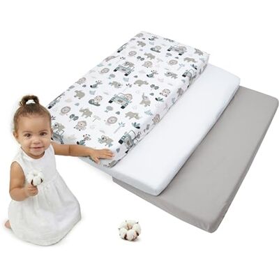 Medi Partners Sabana Bajera Cuna 60x120 Set de 3-100% Algodon Sabanas de Algodón Bebe Ropa de Cama para Bebés Dormir Cuna Fitted Bed Sheet Protector (Menta Zoo-Blanco-Gris) Medi Partners Sabana Bajera Cuna 60x120 Set de 3-100% Algodon Sabanas de Algodón Bebe Ropa de Cama para Bebés Dormir Cuna Fitted Bed Sheet Protector (Menta Zoo-Blanco-Gris)