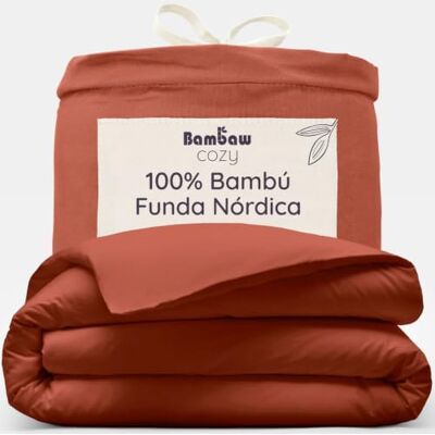 Bambaw Funda Nórdica 135x200 Bambú, para Cama 90 cm, Sabana Refrescante, Térmica y Antiacaros, Sábanas Frescas para Verano e Invierno, Funda Nórdica Bambu Cama Individual (Terracota) Bambaw Funda Nórdica 135x200 Bambú, para Cama 90 cm, Sabana Refrescante, Térmica y Antiacaros, Sábanas Frescas para Verano e Invierno, Funda Nórdica Bambu Cama Individual (Terracota)