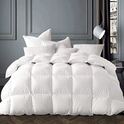 Globon Texcote Edredón de plumón de Ganso Blanco Nano-tratado, tamaño King, Peso de Relleno de 60 onzas, Potencia de Relleno de 700, 400 Hilos, Carcasa 100% algodón, Color Blanco Globon Texcote Edredón de plumón de Ganso Blanco Nano-tratado, tamaño King, Peso de Relleno de 60 onzas, Potencia de Relleno de 700, 400 Hilos, Carcasa 100% algodón, Color Blanco