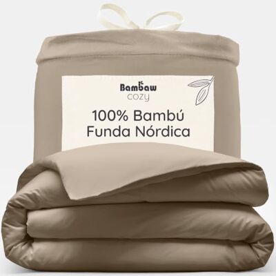 Bambaw Funda Nordica Bambu 135x200 cm, para Cama 90 cm, Sabanas Refrescantes, Termorreguladoras y Antiacaros, Sabanas Frias para el Verano y el Invierno, Funda Nórdica Antiácaros Bambu (Beige Topo) Bambaw Funda Nordica Bambu 135x200 cm, para Cama 90 cm, Sabanas Refrescantes, Termorreguladoras y Antiacaros, Sabanas Frias para el Verano y el Invierno, Funda Nórdica Antiácaros Bambu (Beige Topo)