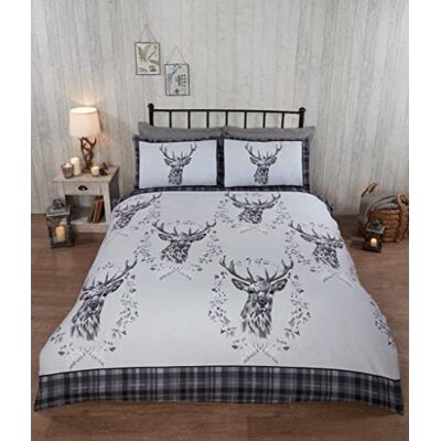 Rapport Home Juego de Funda de edredón de Invierno 100% Franela de algodón Cepillado Angus Stag (Individual, Gris) Rapport Home Juego de Funda de edredón de Invierno 100% Franela de algodón Cepillado Angus Stag (Individual, Gris)