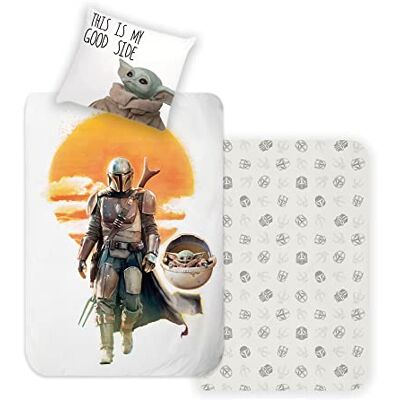 Disney Home Mandalorian Juego de Cama Reversible (135 x 200 cm, Funda de Almohada de 80 x 80 cm, 100% algodón, 2 Piezas), diseño de mandaloriano, Suave y Agradable al Tacto Disney Home Mandalorian Juego de Cama Reversible (135 x 200 cm, Funda de Almohada de 80 x 80 cm, 100% algodón, 2 Piezas), diseño de mandaloriano, Suave y Agradable al Tacto