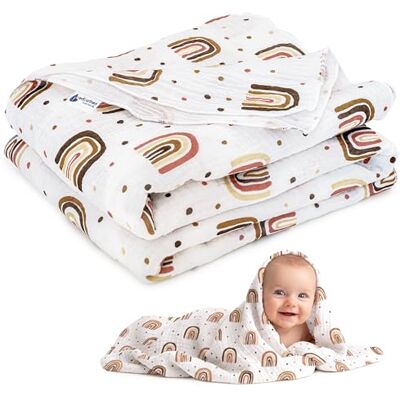 Medi Partners Manta de Muselina para Bebe 75x100cm Mantas Recien Nacido Mantita Bebes 100% Algodon Blanket Verano Bebés Universal Confortable (Arcoíris) Medi Partners Manta de Muselina para Bebe 75x100cm Mantas Recien Nacido Mantita Bebes 100% Algodon Blanket Verano Bebés Universal Confortable (Arcoíris)