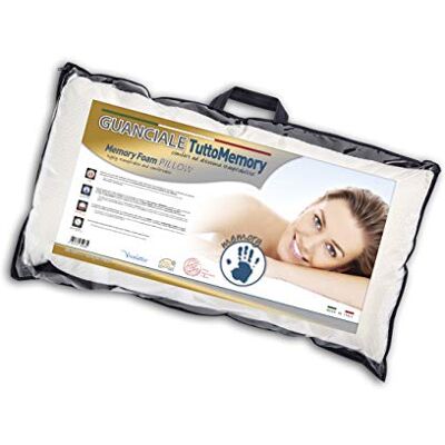 V.I.P. Very Important Pillow Cojín de Espuma viscoelástica, 45 x 75 cm, Relleno con 100% Chips de Memory Italiano, con Funda de Memory con Jersey de poliéster, Color Blanco V.I.P. Very Important Pillow Cojín de Espuma viscoelástica, 45 x 75 cm, Relleno con 100% Chips de Memory Italiano, con Funda de Memory con Jersey de poliéster, Color Blanco