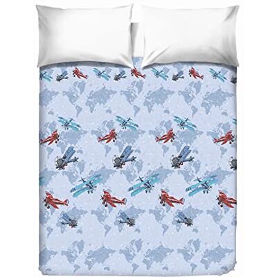 PENSIERI DELICATI Colcha 260 x 280 cm, Solo 100% Algodón Pique, Ideal como Decoración, Manta Guardar Cama Doble, Fantasía Aviones Azules 100% Made in Italy PENSIERI DELICATI Colcha 260 x 280 cm, Solo 100% Algodón Pique, Ideal como Decoración, Manta Guardar Cama Doble, Fantasía Aviones Azules 100% Made in Italy