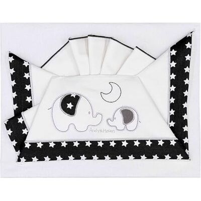 ANDY & HELEN ® Juego de sábanas de 3 Piezas para Cuna/Cama de cancellino: sábana encimera, sábana Bajera con Esquinas y Funda de Almohada, 100% algodón, Negro ANDY & HELEN ® Juego de sábanas de 3 Piezas para Cuna/Cama de cancellino: sábana encimera, sábana Bajera con Esquinas y Funda de Almohada, 100% algodón, Negro