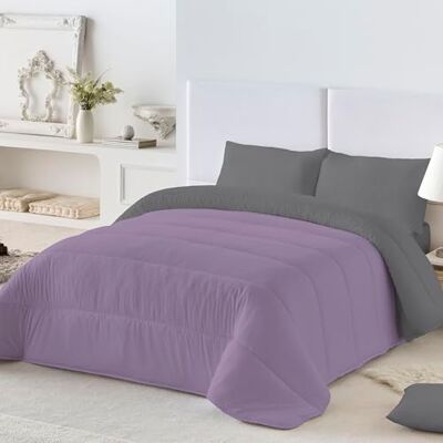 NATURALS Edredón Nórdico 300 Gramos Liso Bicolor Reversible Microfibra Extrasuave Acolchado Gran Confort y Transpirable Violeta/Gris Cama 90/105 (180x260 cm) Fabricado en España NATURALS Edredón Nórdico 300 Gramos Liso Bicolor Reversible Microfibra Extrasuave Acolchado Gran Confort y Transpirable Violeta/Gris Cama 90/105 (180x260 cm) Fabricado en España