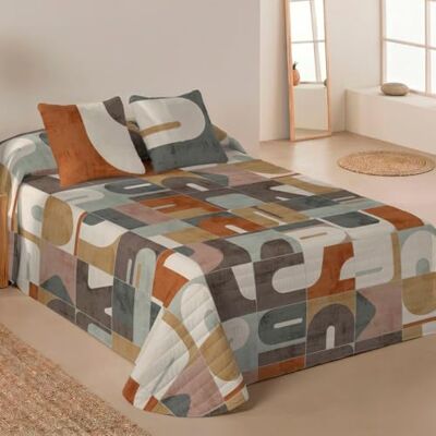 NATURALS Colcha Bouti Estampada Cama 150 (250x260 cm) Microfibra Extrasuave 2 Fundas de Cojín 50x50 cm Cubrecama Acolchado a Líneas Ideal Primavera y Verano NATURALS Colcha Bouti Estampada Cama 150 (250x260 cm) Microfibra Extrasuave 2 Fundas de Cojín 50x50 cm Cubrecama Acolchado a Líneas Ideal Primavera y Verano