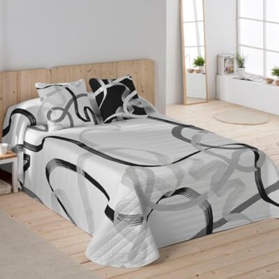 NATURALS Colcha Bouti Estampada Cama 180 (270x260 cm) Microfibra Extrasuave 2 Fundas de Cojín 50x50 cm Cubrecama Acolchado a Líneas Ideal Primavera y Verano NATURALS Colcha Bouti Estampada Cama 180 (270x260 cm) Microfibra Extrasuave 2 Fundas de Cojín 50x50 cm Cubrecama Acolchado a Líneas Ideal Primavera y Verano