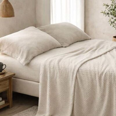 Blanco Juego de Sábanas Coralina Invierno Cama 90 Marfil Blanco Juego de Sábanas Coralina Invierno Cama 90 Marfil